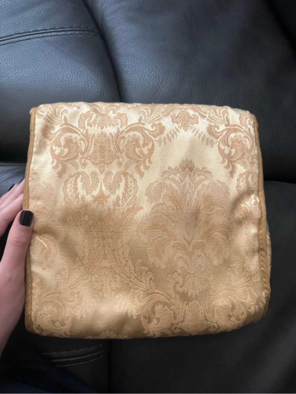 Sequin Accent Women's Clutch — Black with Gold Interior